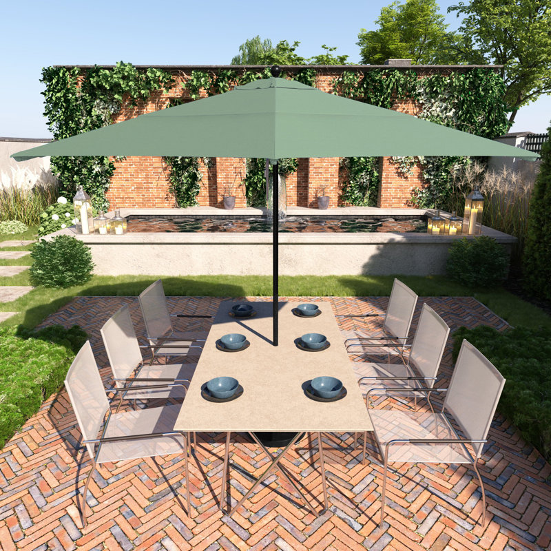 Delora 132'' Market Umbrella, Spa Performance Canvas, Stone Black