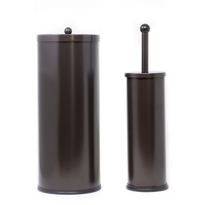 Stainless Steel Bronze Toilet Paper Canister And Toilet Brush Set