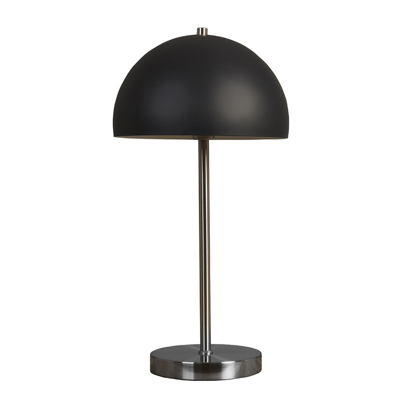 Zamir Metal Table Lamp, Brushed Chrome, Black