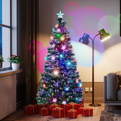 Arbre de Noël artificiel en fibre optique de 6 pi avec lumières à DEL changeant de couleur RVB