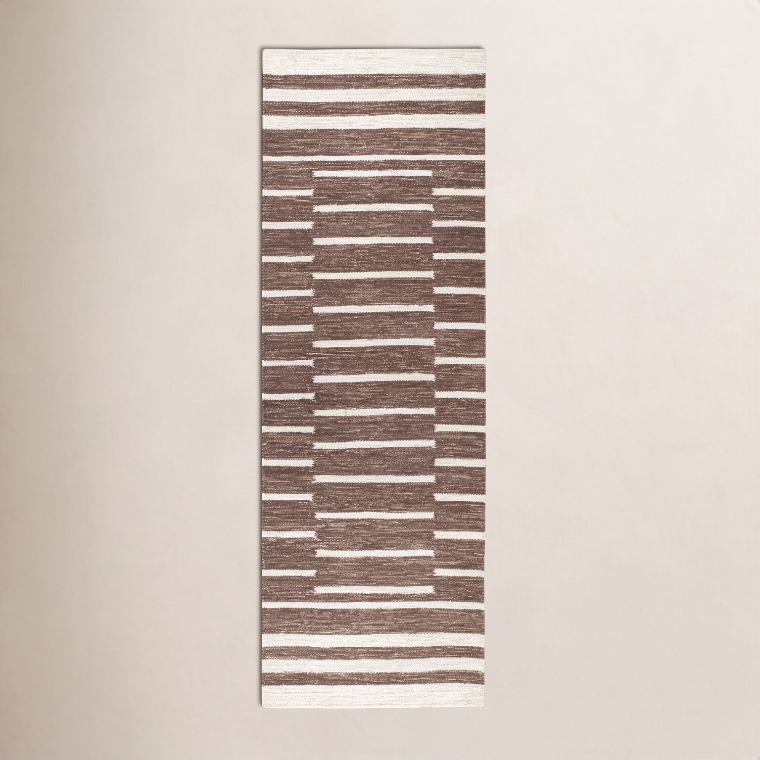 Heights Natural Hand-Woven Geometric Wool Rug, Runner 2'6" x 8'