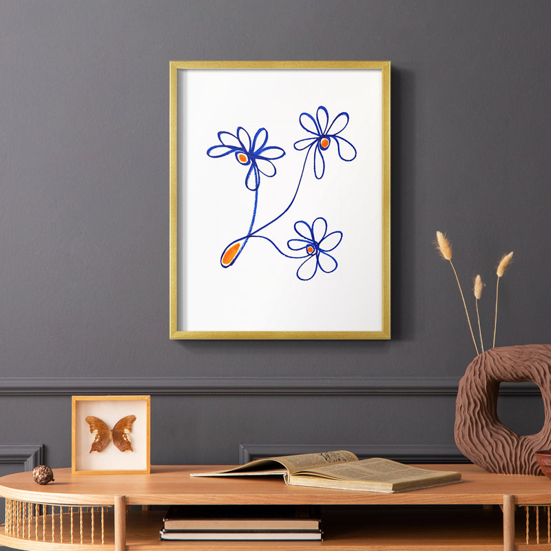 Reproduction encadrée «Wobbler Blooms III» - bois massif, H 28 po x l 22 po, Or