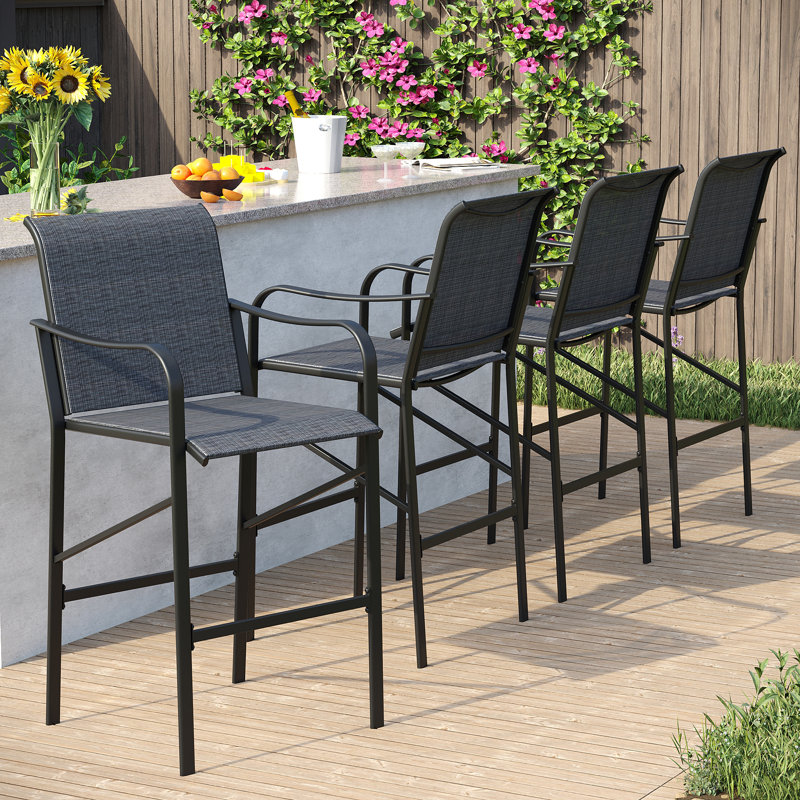 Chaises de patio en polyester avec accoudoirs, Gris