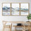 Abstrait paysage, bateau, lac, montagne, paysage moderne, images modernes, reproduction d'art sur toile, 3 pièces