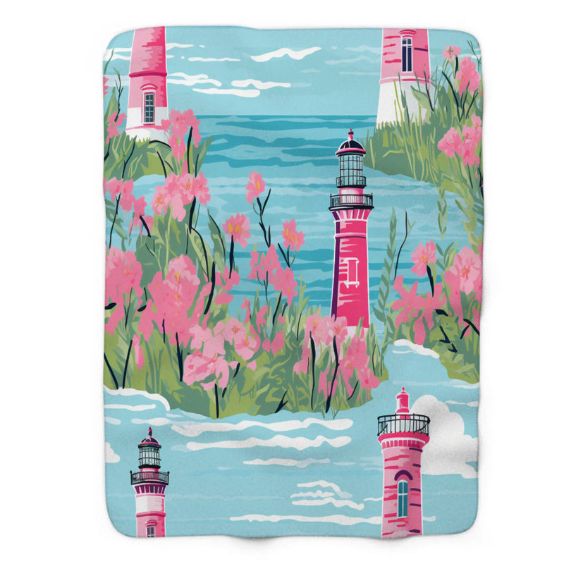 Motif de balise maritime - 1 pièce Sherpa Premium, L 60 po x L 80 po, Elegant Beacon Designs