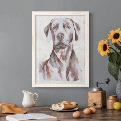 «Sitting Dog I», peinture sur toile encadrée
