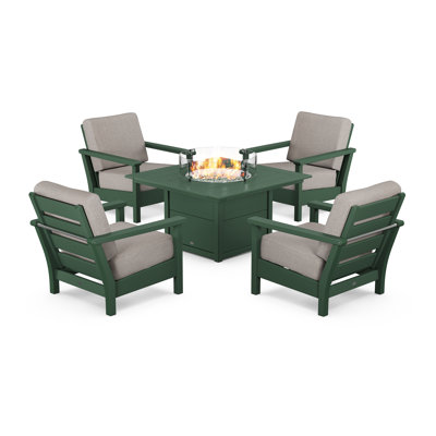 Harbour 5-Piece Conversation Set with Fire Pit Table by POLYWOOD