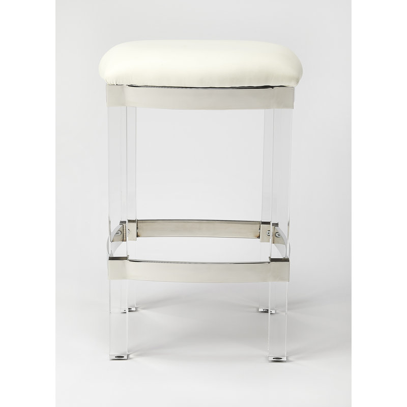 Riverton Acrylic and Faux Leather 24'' H Counter Stool, White