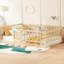 Lit double pleine grandeur - Bois de pin, structure solide, clôture et porte, aucun sommier nécessaire, moyeu de plaisir polyvalent pour pin naturel, construction, ressort, lattes amovibles, amusant-13720810-13720809