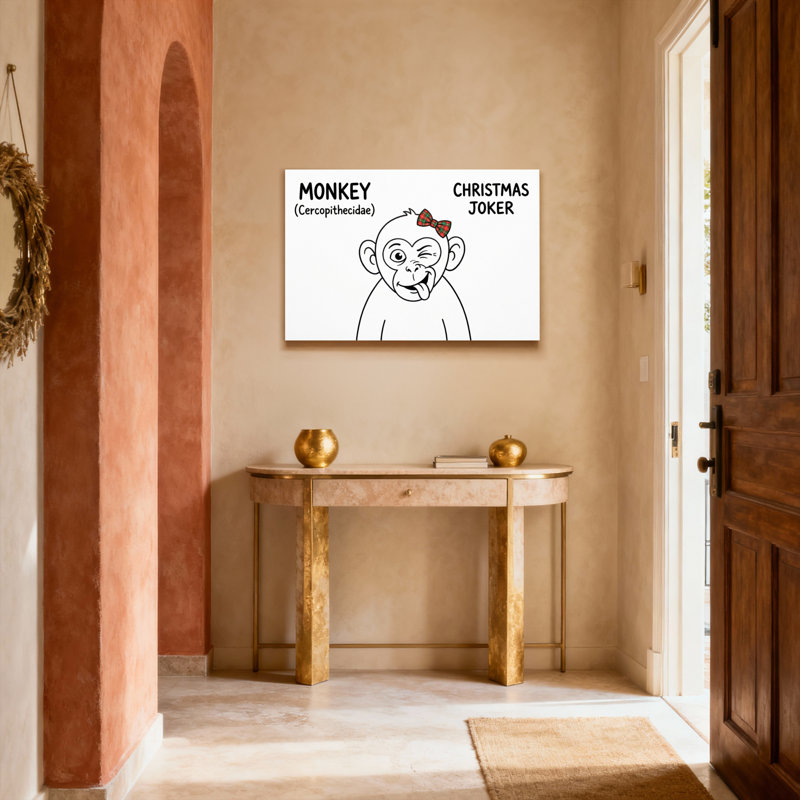Ensemble de 1 tableau sur toile imprimée représentant un singe farceur de Noël, H 24 po x l 36 po, Toile tendue