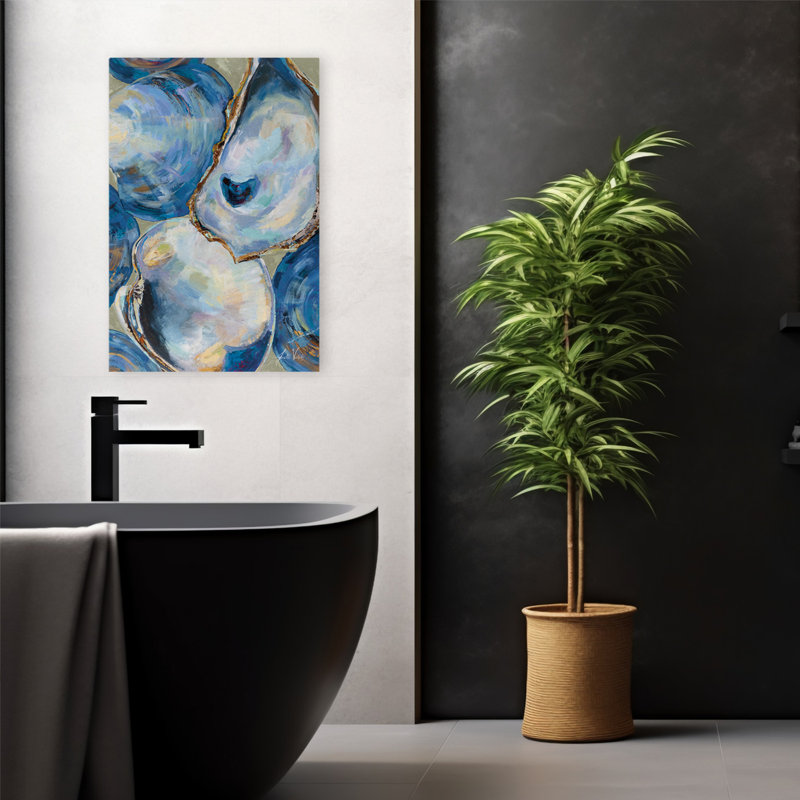 Bleu et brun matununk coquillages art brun clair, H 24 po x l 16 po