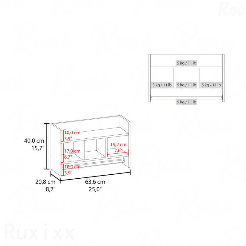 Tablette murale avec barre à serviettes, rangement compact avec une tablette supérieure large, trois tablettes centrales Comapct et porte-serviettes pour organisateur de salle de bain, blanc