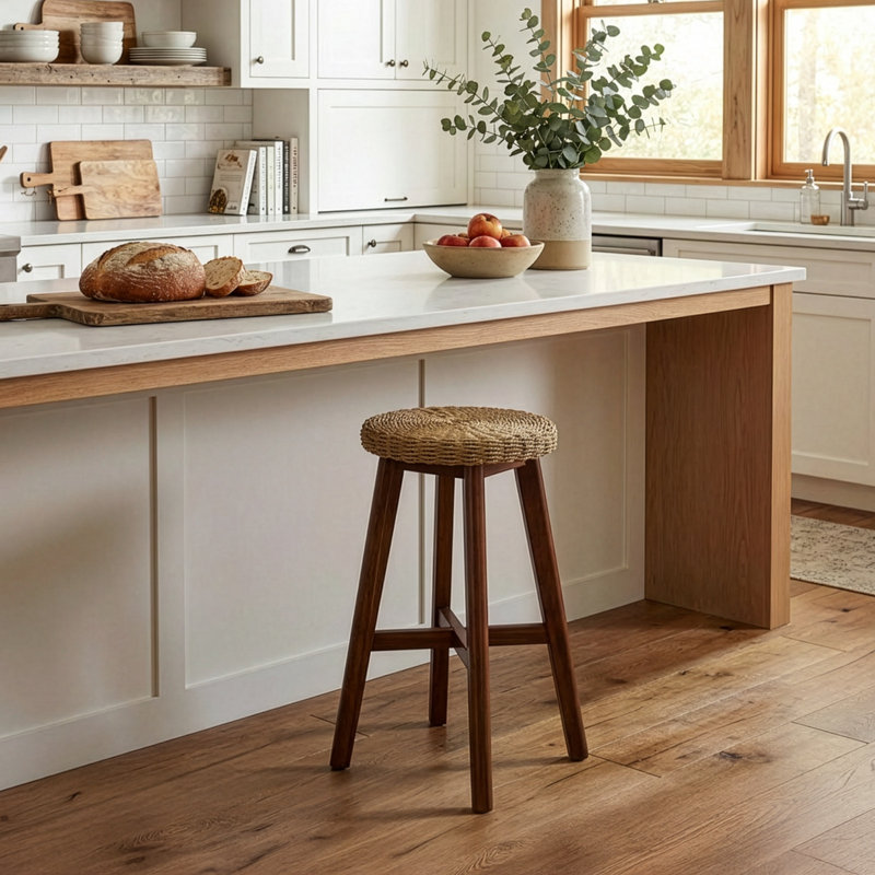 Tabouret de bar à hauteur de comptoir 24 po Calais, finition châtaignier
