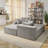  2-Piece Loveseat chaise lounge with Armrests, 78.8" Oversized Boneless Sleeper Sofa Bed with 4 Pillows for Living Room or Bedroom, No Assembly Required - Urban Grey, Chenille-1007607187