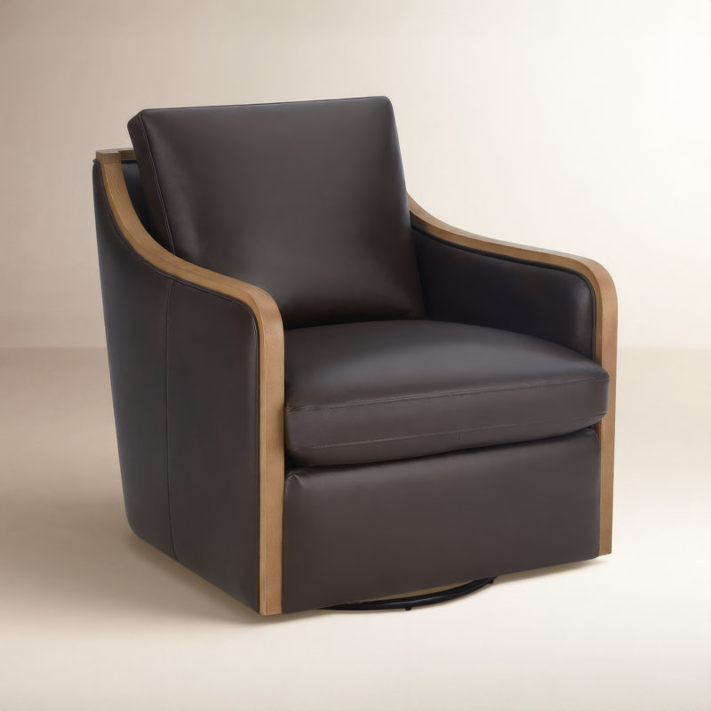 Fauteuil d'appoint pivotant en cuir Grayton, Parham noir