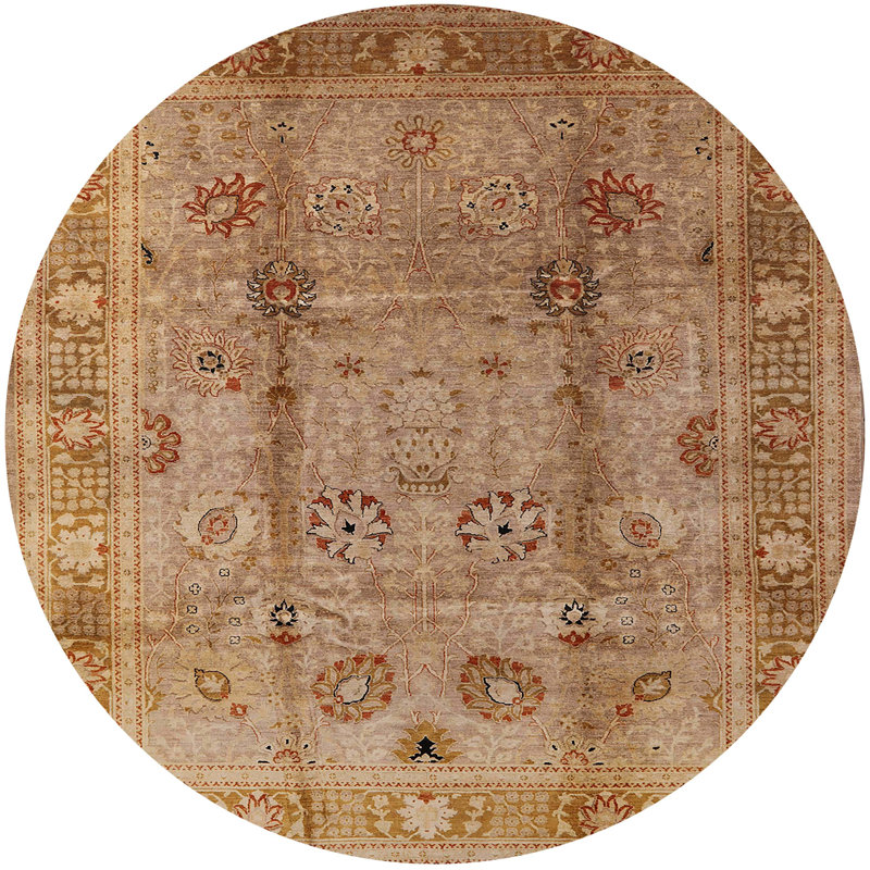 Tapis 10024 de style Mid-Century moderne 100% lavable à la machine, Rond 5 pi