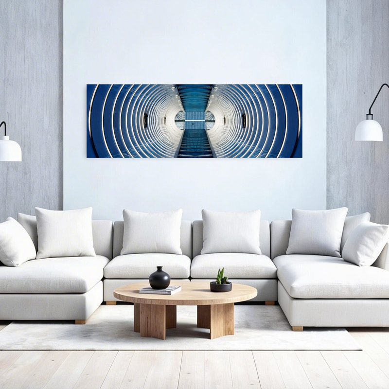 Art mural abstrait géométrique concentrique, H 20 po x l 60 po