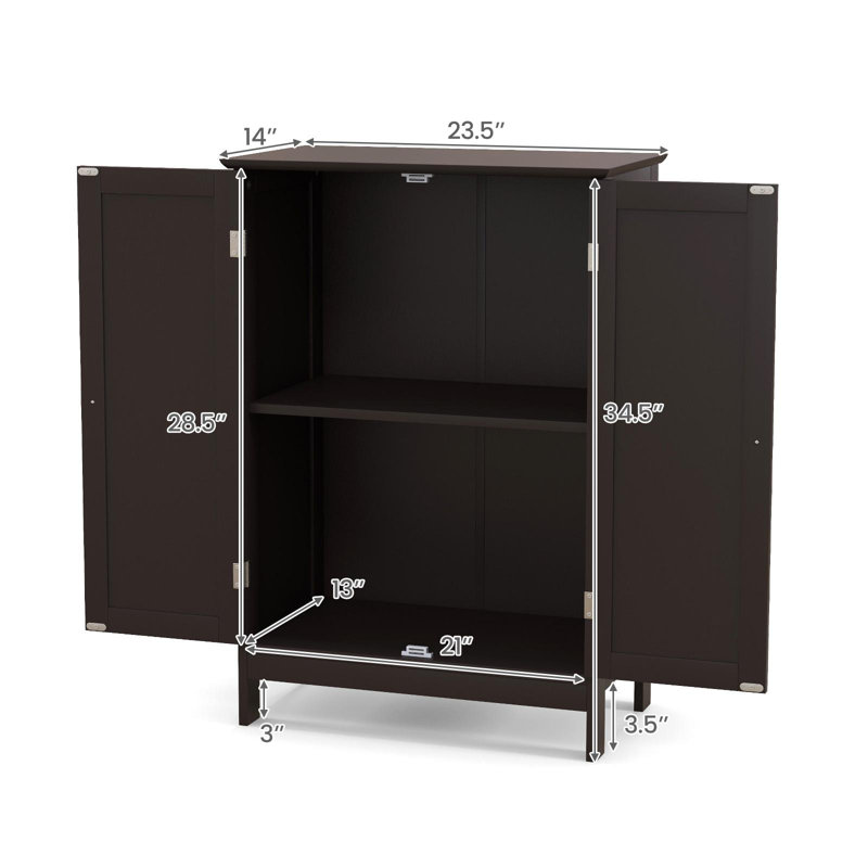 24'' W x 34.5'' H x 14'' D Free-Standing Bathroom Cabinet, Brown