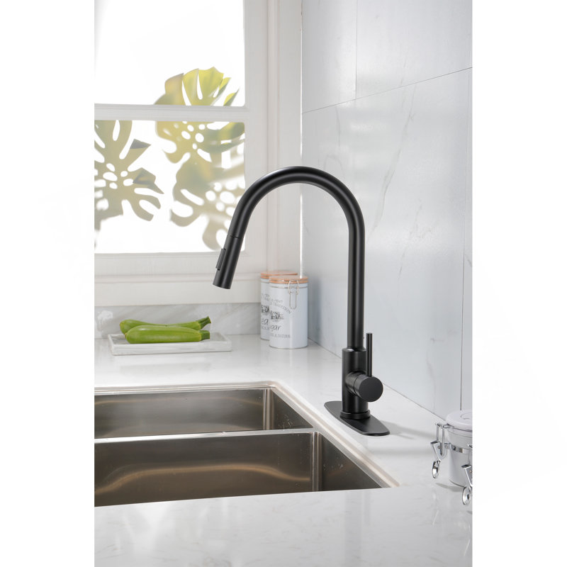 Kitchen Faucet With Pull Down Sprayer, Matte Black