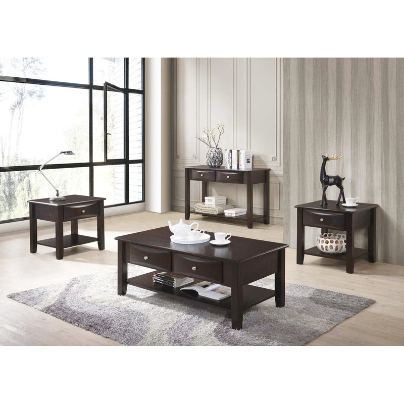 Table basse à deux tiroirs en brun
