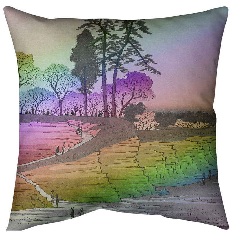 Coussin Gotenyama at Shinagawa, Arc-en-ciel, Bourre en polyester, Polyester sergé