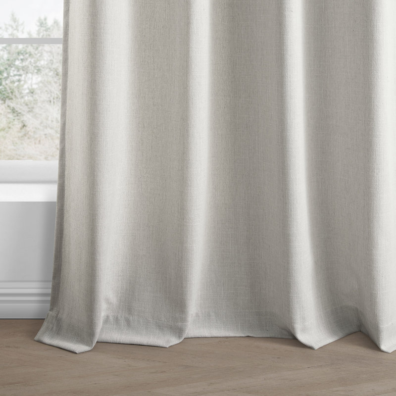 Basic Faux Linen Curtain Pair - 2 Panels - Light Filtering Grommet Curtains, Light Sand, 50" W x 96" L