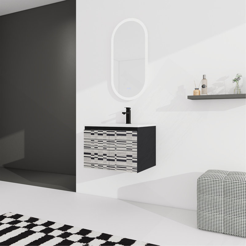Floating Wall-Mounted Bathroom Vanity With Ceramics Sink & Soft-Close Cabinet Door-Package, 24"