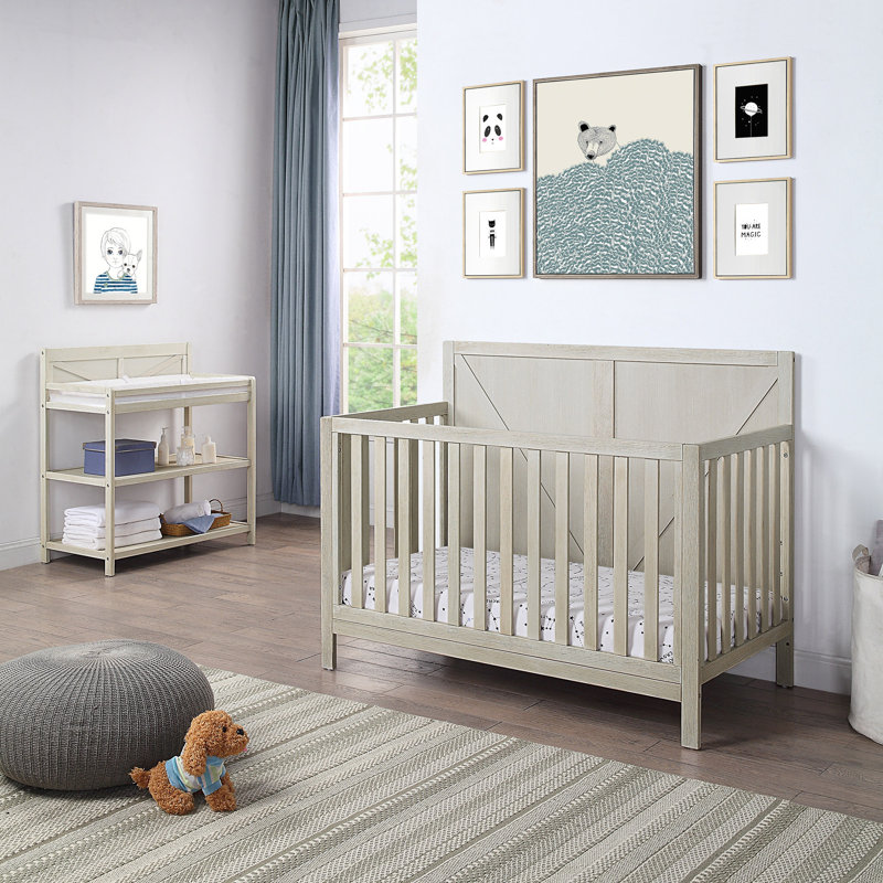 Lit de bébé convertible Barnin 4 en 1 gris délavé, Grey