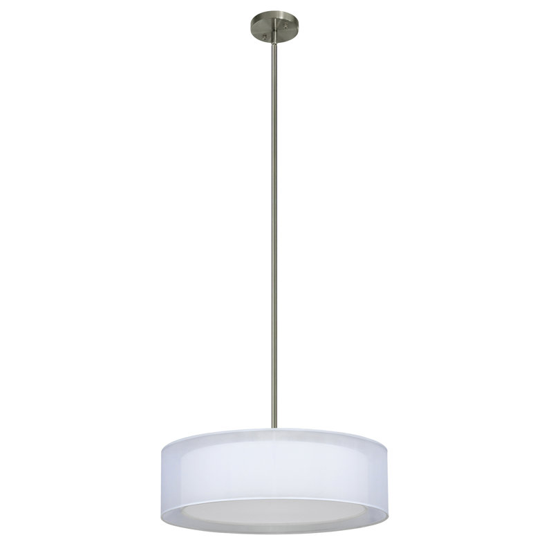 Plafonnier à abat-jour tambour Vincenza, Acier Inoxydable, 4, Blanc