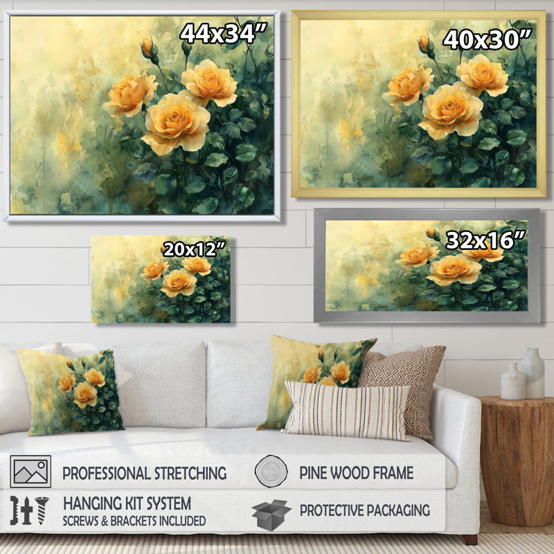 Markowski - Floral Wall Art, Noir, noir, noir, noir, H 28 po x l 60 po, Impression encadrée flottante sans passe-partout