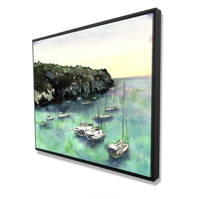 Bateaux à cala Macarella | Décor bord de mer encadré