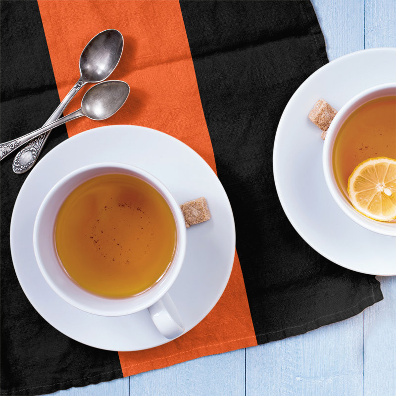 Stripe Tea Towel Kitchen Towel, Poly Twill, Black/Orange Baseball