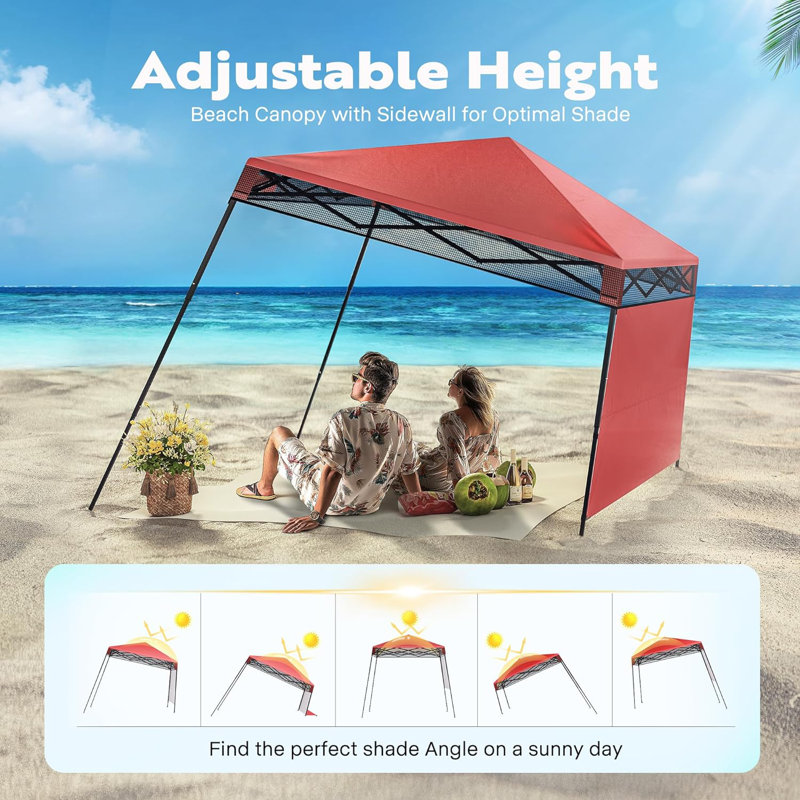 8 Ft Red and Black Steel Pop-Up Party Tent