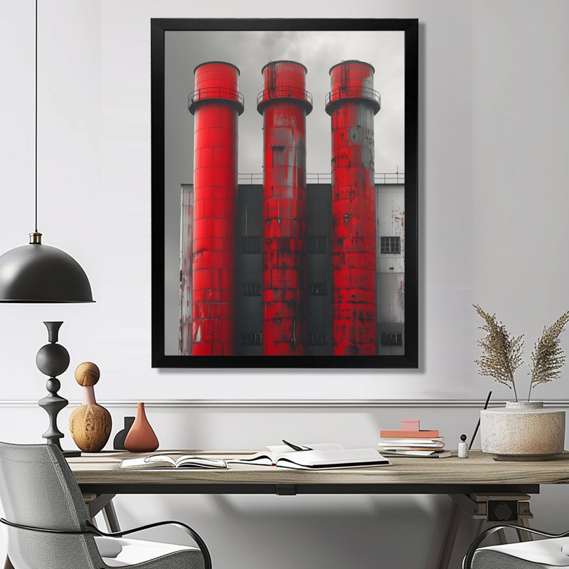 Monochromes industriels icône Power Plant I - centrales électriques, impression d'art mural, Toile tendue, H 12 po x l 20 po