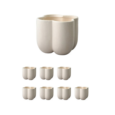  Petala Matte Ceramic Vase, Beige Flower Vase For Short Stems, Floral Arrangements, Decorative Accent For Home, Office, Café Or Reception, 5.5" Diameter & 5" Tall, Pack Of 8