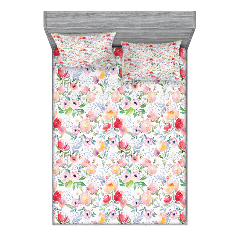 Microfiber Floral Sheet Set, Queen, Floral 2