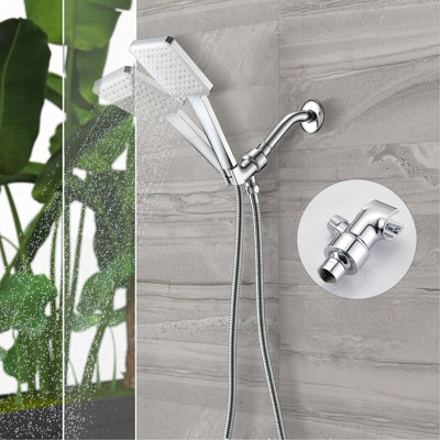 Handheld Shower Faucet In - 6 Spray Modes, Detachable, Include Arm Square Shape Settings, Powerful Showering, Clean Mounted