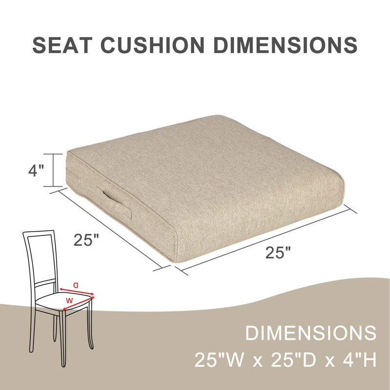 Aoodor Patio Chair Cushions Set, Brown, 25" W x 25" D