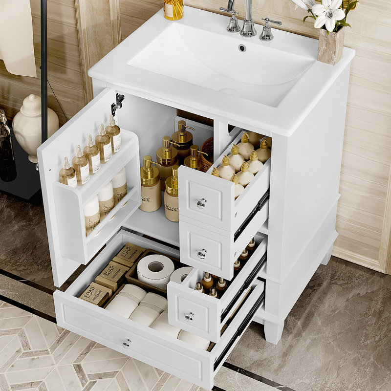 Meuble-lavabo 24 po avec lavabo en céramique, Blanc