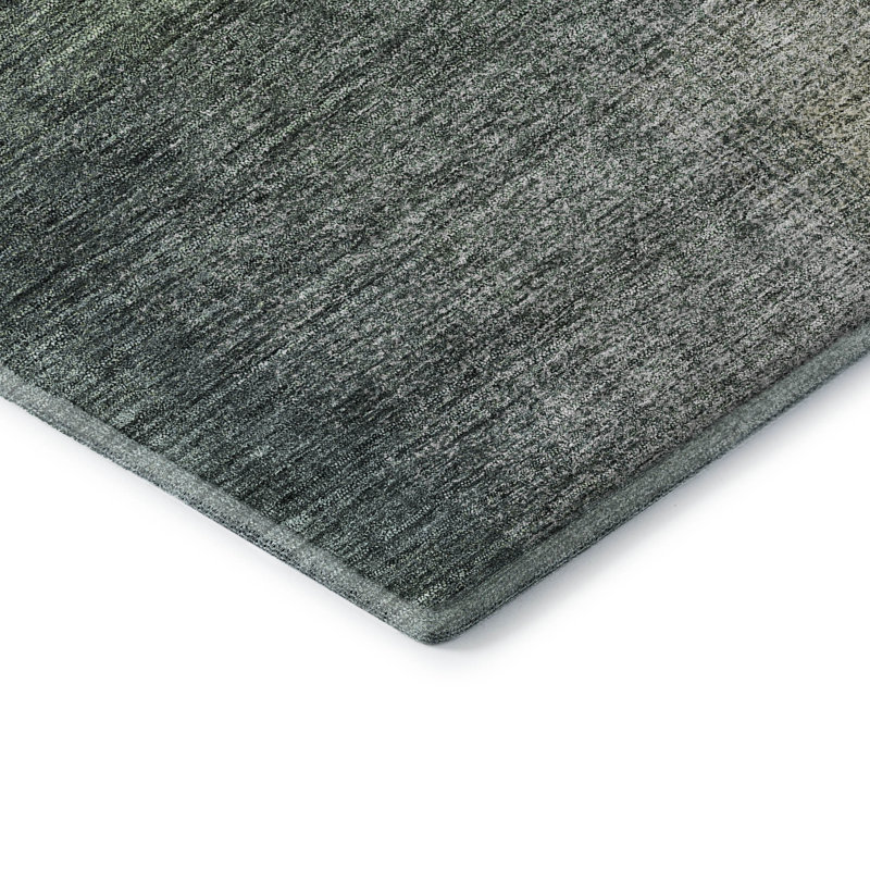 Premium Machine Washable Tweedy Olive Rug, Rectangle 8' x 10'