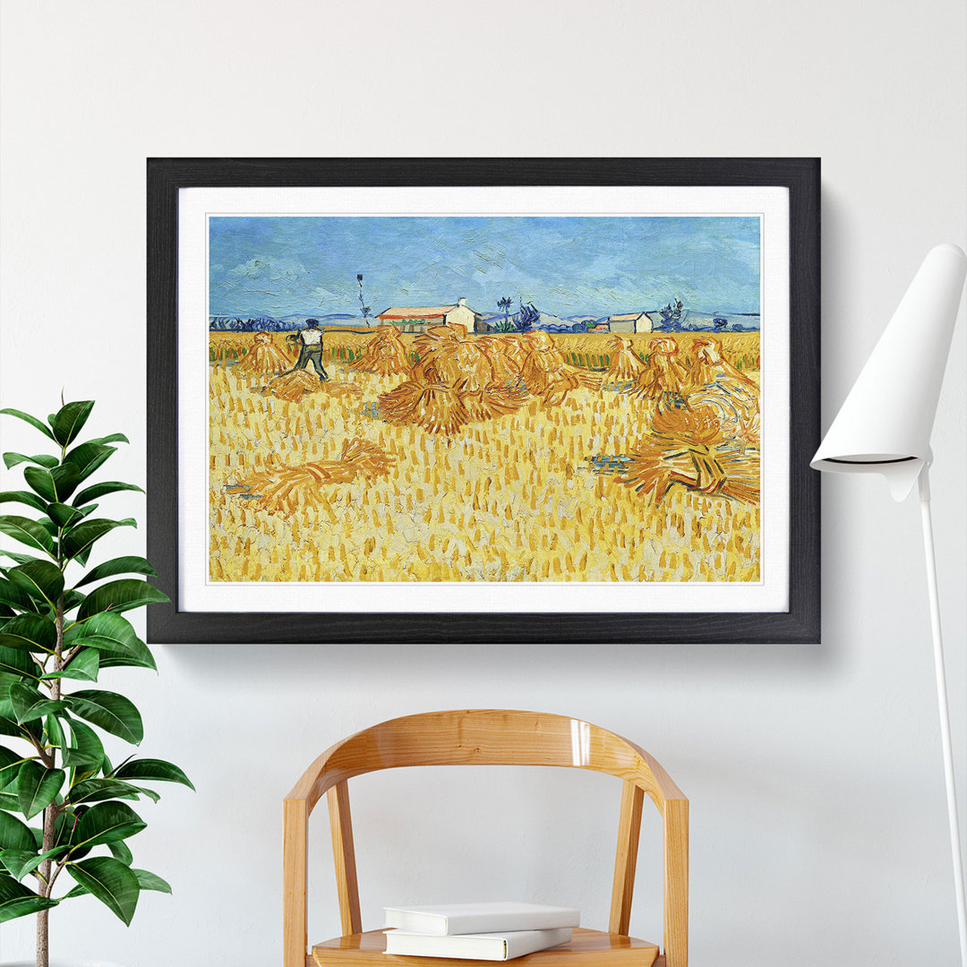 Harvest in Provence by Vincent Van Gogh - Framed Print