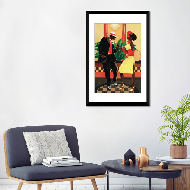 «Night Out II», impression sur toile, H 32 po x l 24 po x P 1 po, Papier d'art encadré noir, Blanc