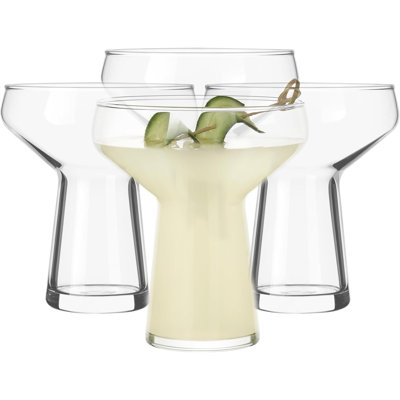 Ensemble de 4 verres à pied sans pied à margarita, verres à cocktail mixtes classiques et légers, grands verres à margarita pour fêtes