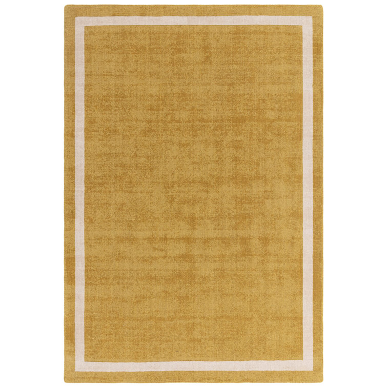 Anyi Bordered Handmade Yellow Area Rug