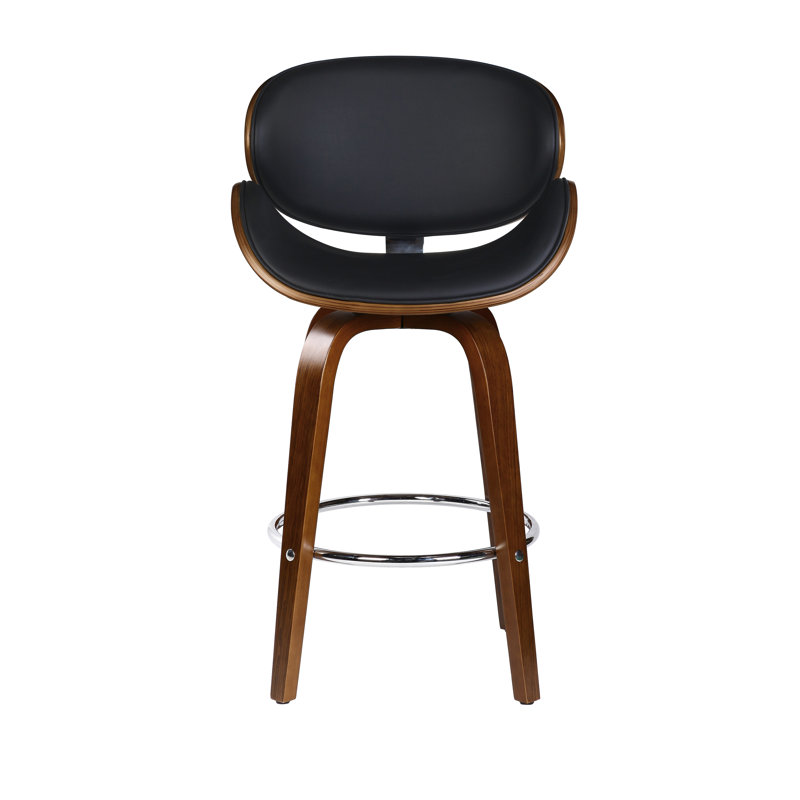 Tabouret de bar en polyuréthane Delayne, Noir, Tabouret de comptoir (siège d'une hauteur de 26 p