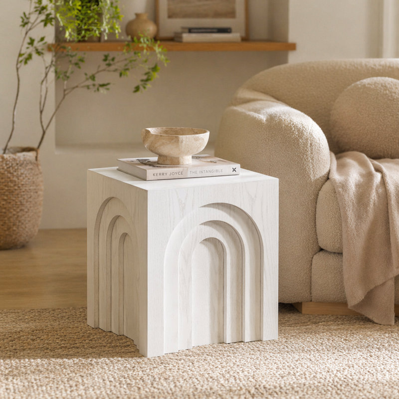 Table d'appoint carrée 15,74 po, White, White, White