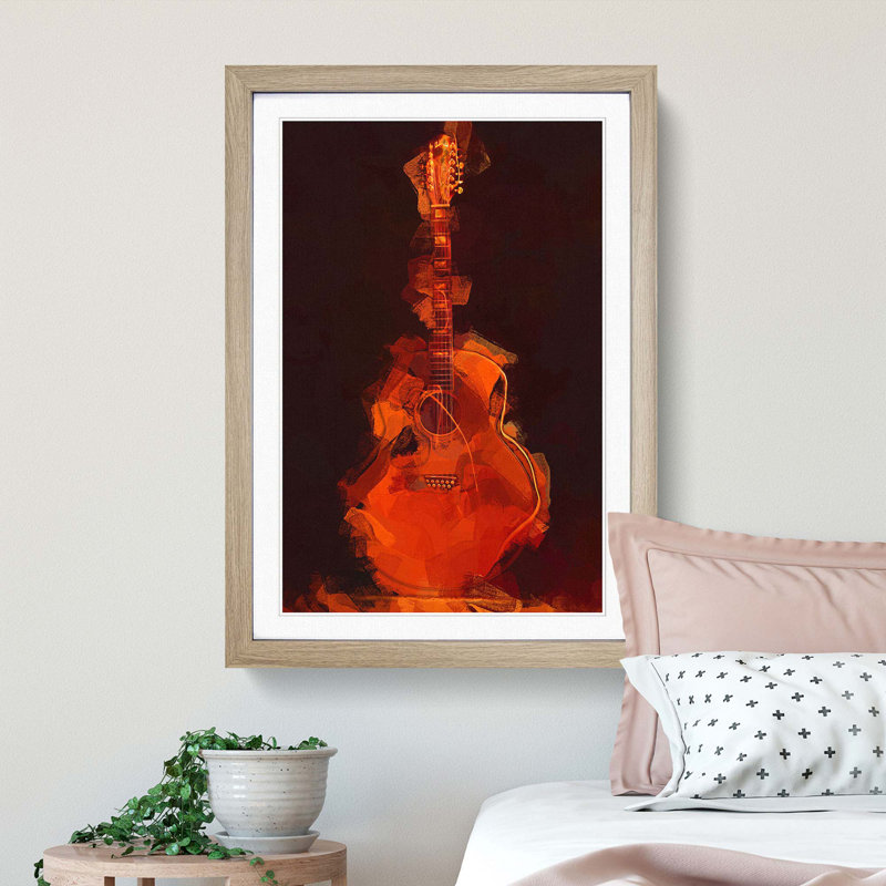 Abstract Guitar - Picture Frame Graphic Art Print, 48cm H x 36cm W x 2cm D, Oak Framed