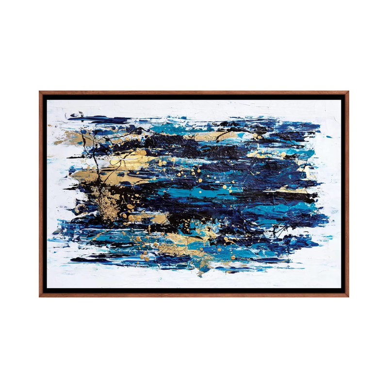 Blue Tide par Nikki Chauhan-impression d’art graphique, Pas de tapis, H 40 po x l 60 po x 1,5 po