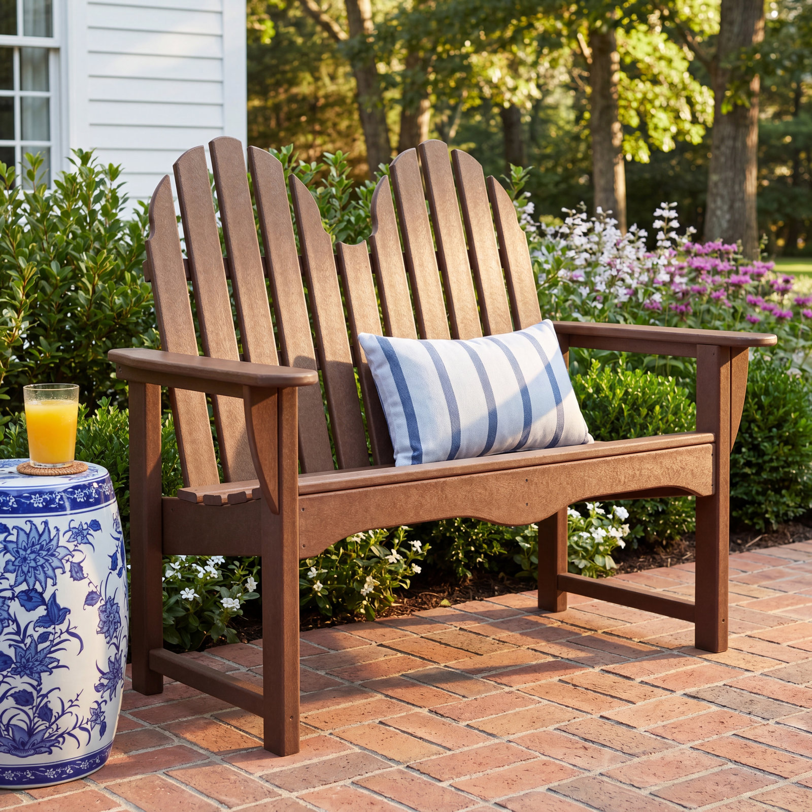 POLYWOOD® Classic Adirondack 49" Garden Bench, Mahogany