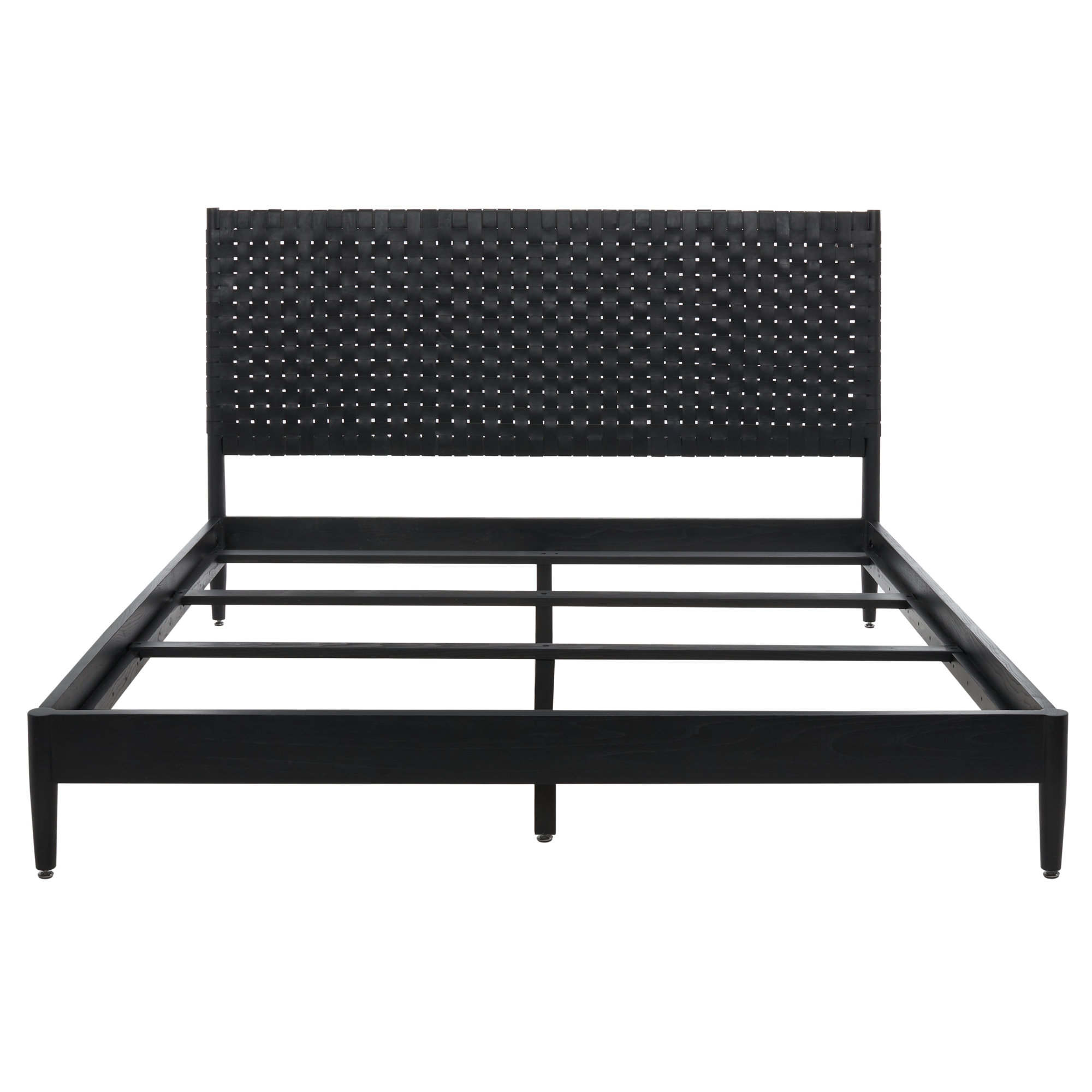 Tamita Leather Bed, Black, Queen